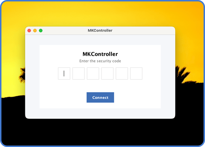 MKController desktop application asking for the security code used to bind the local agent to the MKController account